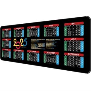 Colorful 2025 Black Desk Calendar Mat- Comfortable, Non-Slip, and Smooth